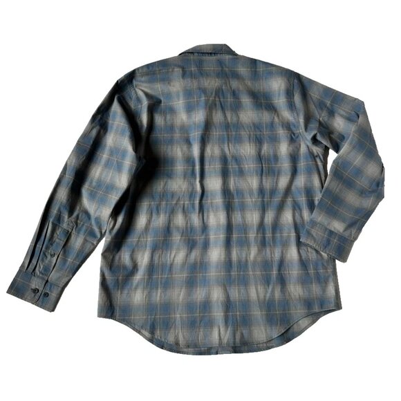 Filson Mens L Long Sleeve Button Shirt Twin Lakes Sport Plaid Blue Gray Gorpcore - Picture 3 of 6